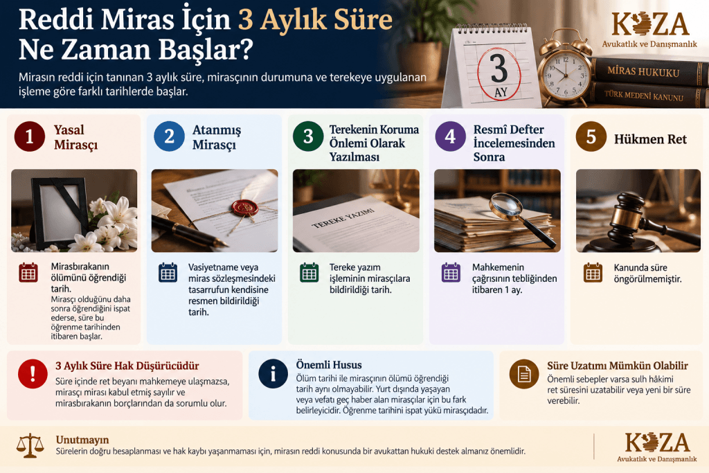 Reddi miras 3 aylık süre ne zaman başlar, mirasın reddi süresi
