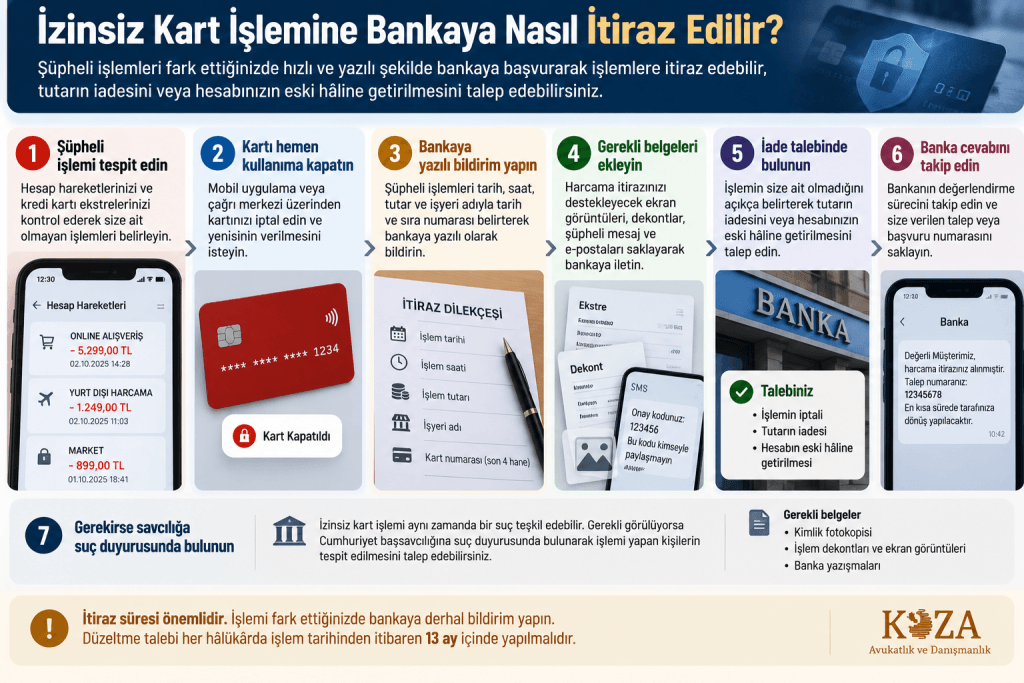 İzinsiz kart işlemine bankaya nasıl itiraz edilir, kredi kartı harcama itirazı