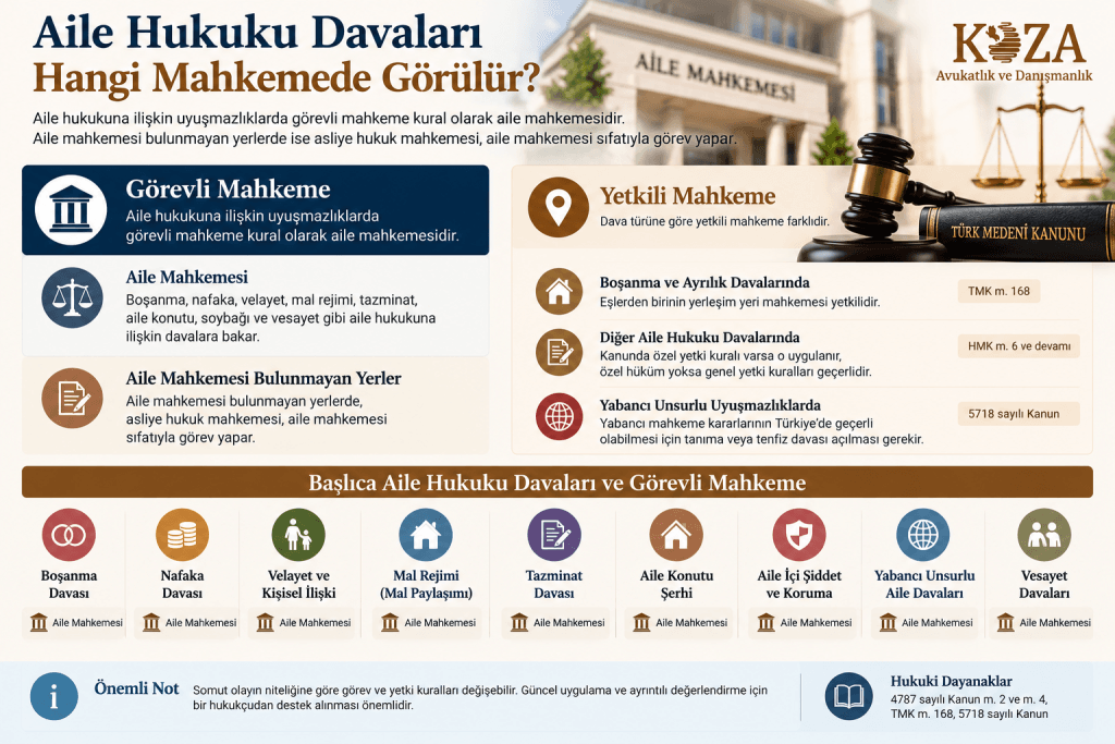 Aile hukuku davaları hangi mahkemede görülür, aile mahkemesi ve yetkili mahkeme