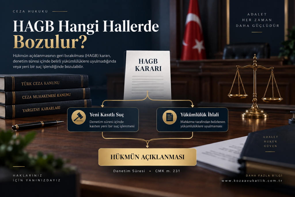 HAGB Kararına Uyulmaması Nedeniyle Açılış Ne Demek? 3 HAGB hangi hallerde bozulur, HAGB kararı, yeni kasıtlı suç ve yükümlülük ihlali